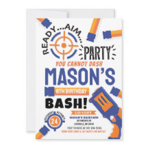 Convite de Aniversário do Partido Dart Gun Convide