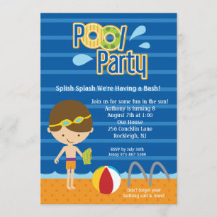 Convite de Aniversário do Partido de Piscina dos