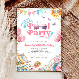 Convite de Aniversário do Partido de Piscinas de A