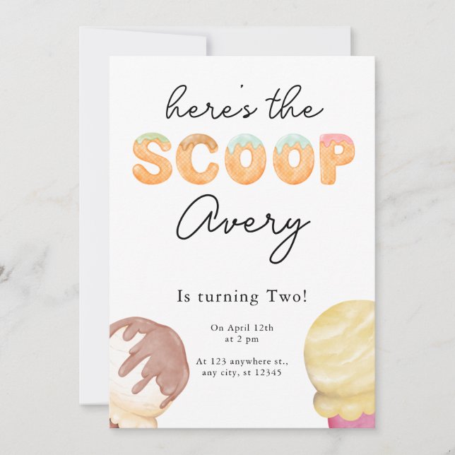 Convite de Aniversário do Partido do sorvete (Frente)