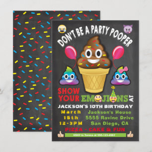 Convite de Aniversário do Partido Emoji Icecream