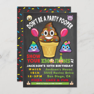 Convite de Aniversário do Partido Emoji Icecream P