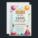 Convite de Aniversário do Partido Mad Science<br><div class="desc">Ignore a curiosidade e comemore em estilo com nossos convites de festas de aniversários temáticos da ciência! Perfeito para jovens cientistas e mentes curiosas, esses convites apresentam designs divertidos e coloridos inspirados pela química, biologia e espaço sideral. Personalize com os detalhes do seu partido e deixe seus convidados saberem que...</div>