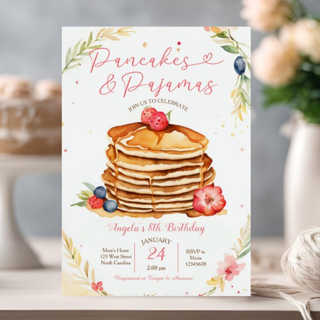 Convite de Aniversário do Partido Pancakes e Pijam (Criador carregado)