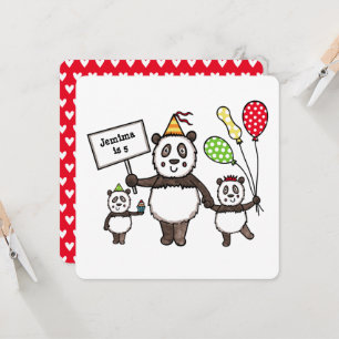 Convite de Aniversário do Partido Panda Personali