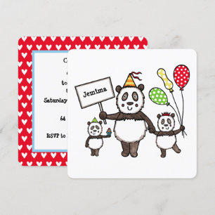 Convite de Aniversário do Partido Panda Personaliz