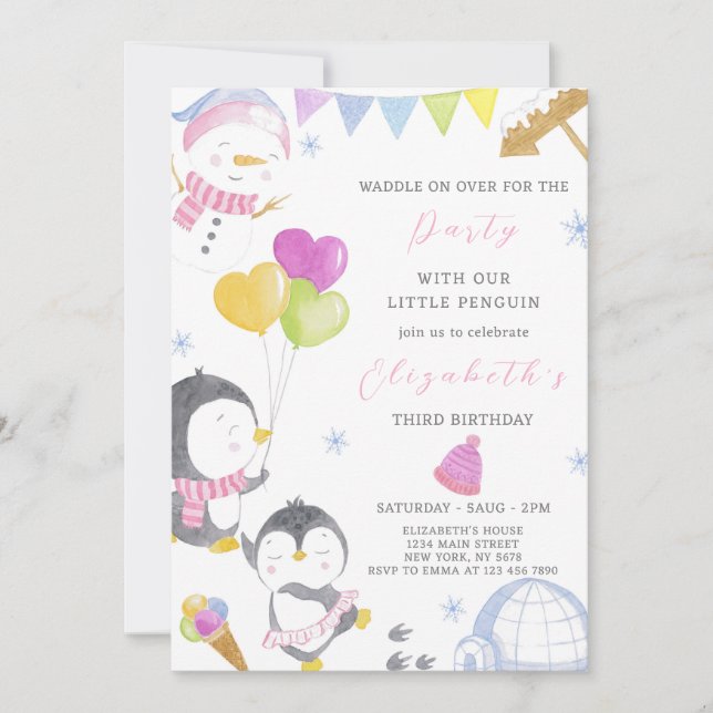 Convite de Aniversário do Partido Pinguim (Frente)