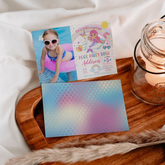 Convite de Aniversário do Partido Piscina Sereia U (Criador carregado)