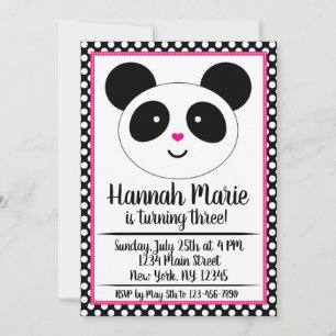 Convite de Aniversário do Partido Polkadot Panda
