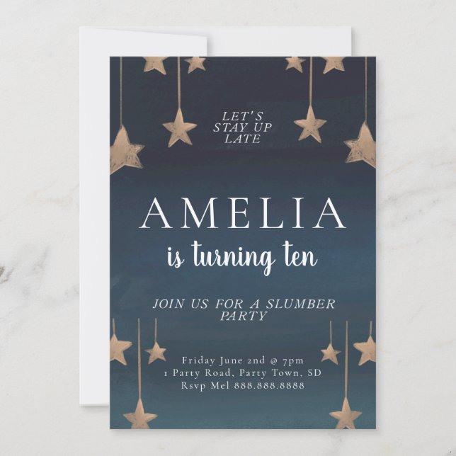 Convite de Aniversário do Partido Sleepover & Slum (Frente)