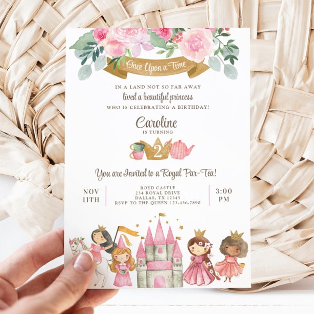 Convite de Aniversário do Partido Tea da Princesa  (Princess Tea Party Birthday Invitation)