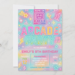 Convite de Aniversário do Partido Tie Dye Neon Glo