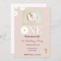 Convite de Aniversário do Pastel Pink Daisies