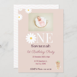 Convite de Aniversário do Pastel Pink Daisies