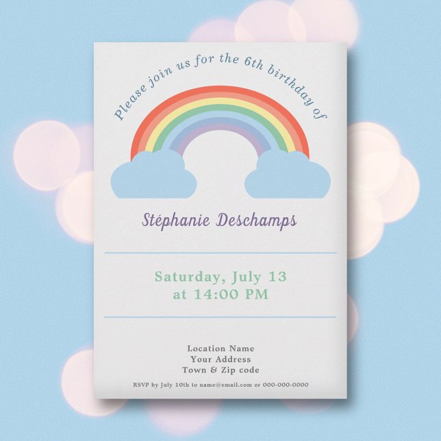 Convite de Aniversário do Pastel Rainbow (Pastel Rainbow Birthday Invitation)