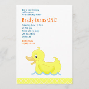 Convite de Aniversário do Pato Amarelo 5x7 - Amar