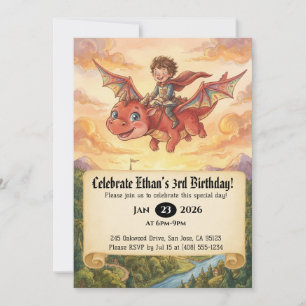 Convite de Aniversário do Pequeno Cavaleiro Montan