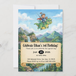 Convite de Aniversário do Pequeno Cavaleiro Montan