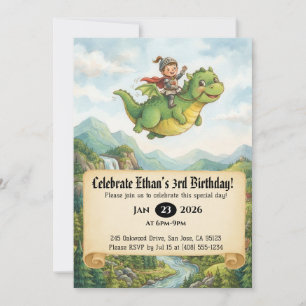 Convite de Aniversário do Pequeno Cavaleiro Montan