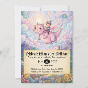 Convite de Aniversário do Pequeno Cavaleiro Montan