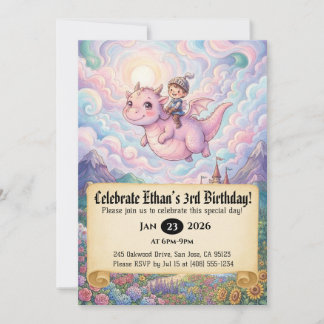 Convite de Aniversário do Pequeno Cavaleiro Montan