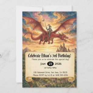 Convite de Aniversário do Pequeno Cavaleiro Montan