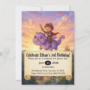 Convite de Aniversário do Pequeno Cavaleiro Montan