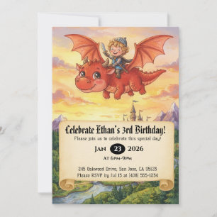 Convite de Aniversário do Pequeno Cavaleiro Montan