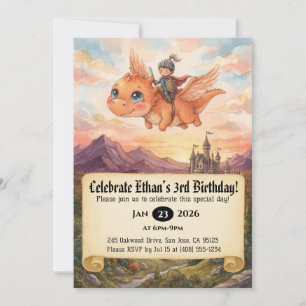 Convite de Aniversário do Pequeno Cavaleiro Montan