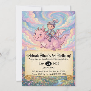 Convite de Aniversário do Pequeno Cavaleiro Montan