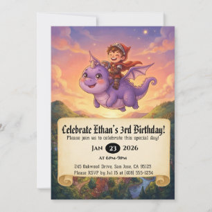 Convite de Aniversário do Pequeno Cavaleiro Montan