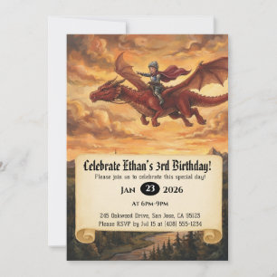 Convite de Aniversário do Pequeno Cavaleiro Montan