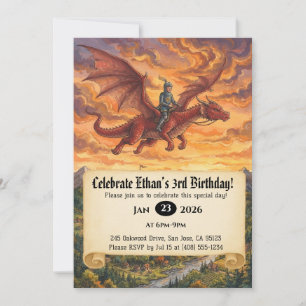 Convite de Aniversário do Pequeno Cavaleiro Montan