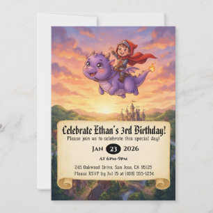 Convite de Aniversário do Pequeno Cavaleiro Montan