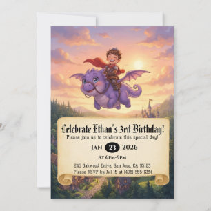 Convite de Aniversário do Pequeno Cavaleiro Montan