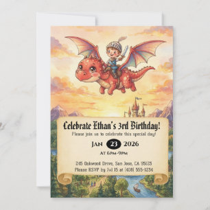 Convite de Aniversário do Pequeno Cavaleiro Montan