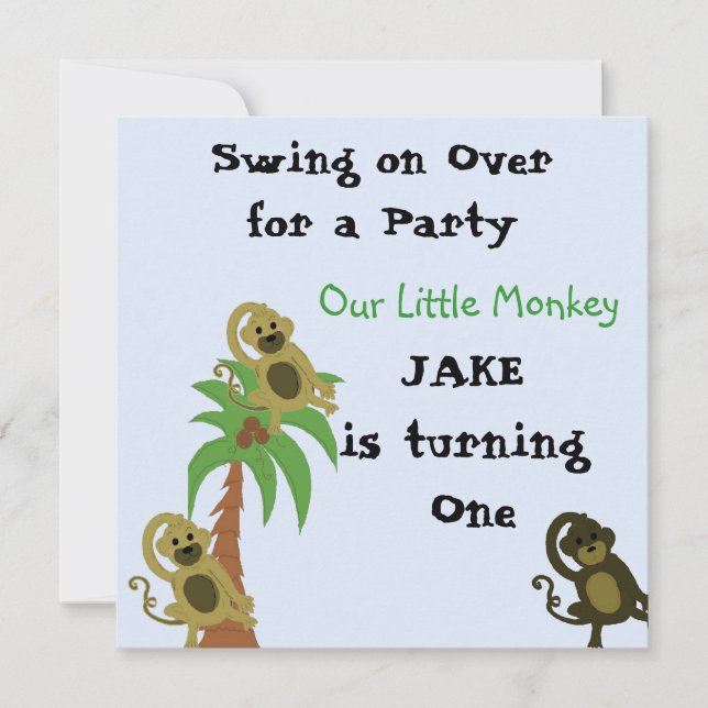Convite de Aniversário do Pequeno Macaco (Frente)