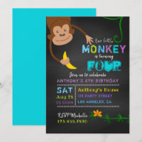 Convite de Aniversário do Pequeno Menino Macaco pa