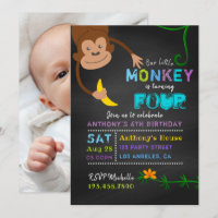 Convite de Aniversário do Pequeno Menino Macaco pa