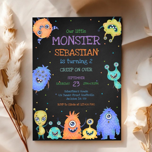 Convite de Aniversário do Pequeno Monstro (Criador carregado)