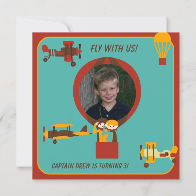 Convite de Aniversário do Piloto Retro Fotográfico (Frente)