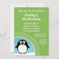 Convite de aniversário do pinguim
