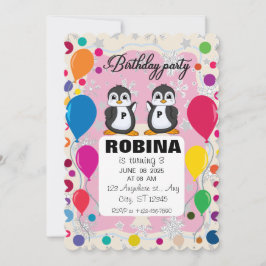 Convite de Aniversário do Pinguim | Boys & Girls W
