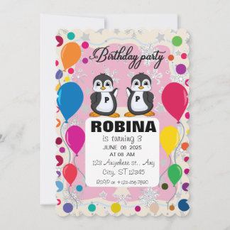 Convite de Aniversário do Pinguim | Boys & Girls W