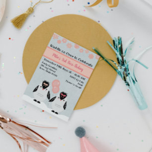 Convite de Aniversário do Pinguim Rosa