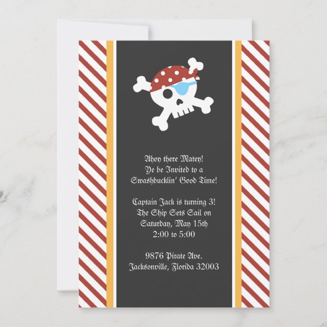 Convite de aniversário do pirata (Frente)