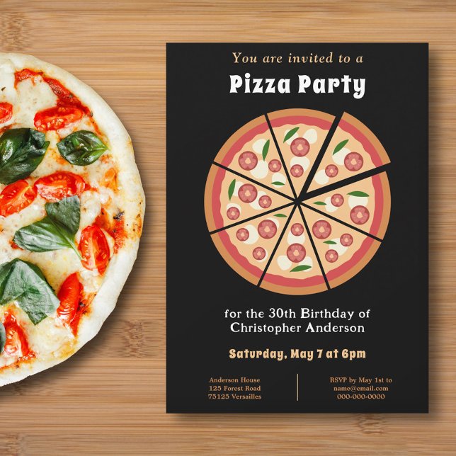 Convite de Aniversário do Pizza Party (Pizza Party Birthday Invitation)