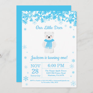 Convite de Aniversário do Polar Bear Winter Boy