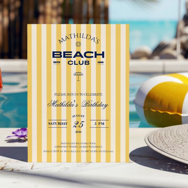 Convite de Aniversário do Preppy Beach Club (Criador carregado)