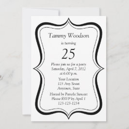 Convite de aniversário do preto moderno 25o